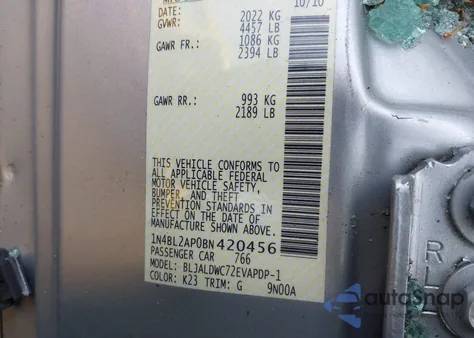 2011 Nissan Altima 3.5 Sr from USA, damaged, VIN 1N4BL2AP0BN420456